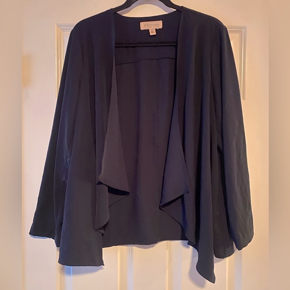Philosophy Navy Draped Open Front Jacket